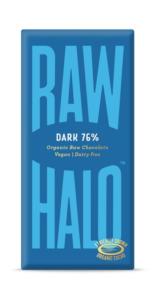 Raw Halo Organic Vegan Chocolate - Dark 76% X 10 X 70g