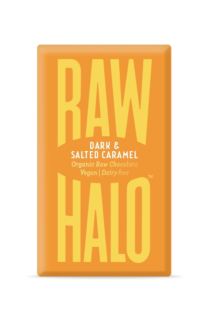 Raw Halo Organic Vegan Chocolate - Dark and Salted Caramel X 10 X 70g