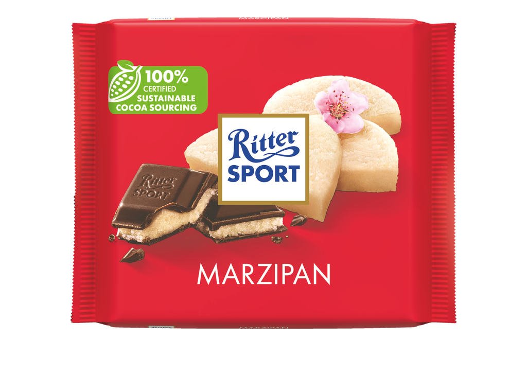 Ritter Sport Chocolate Colour - Dark Chocolate Marzipan Filling X 12 X 100g