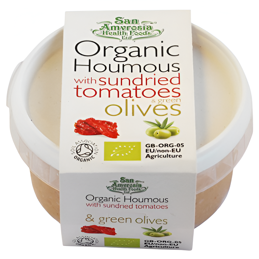 San Amvrosia Dips - Organic Houmous with Sundried Tomatoes and Olives 170g