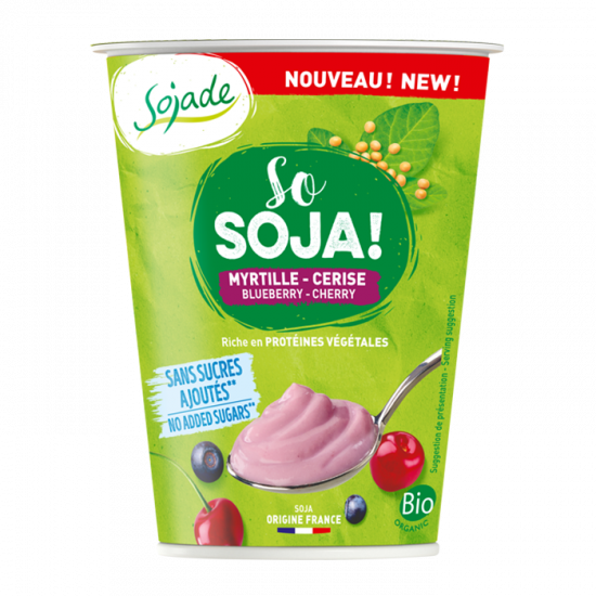 Sojade Organic Dairy Free Yoghurt - Blueberry & Cherry No Added Sugar 400g