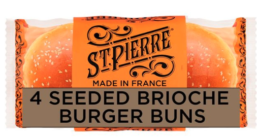 St Pierre Buns - Brioche Seeded Burger 4pc