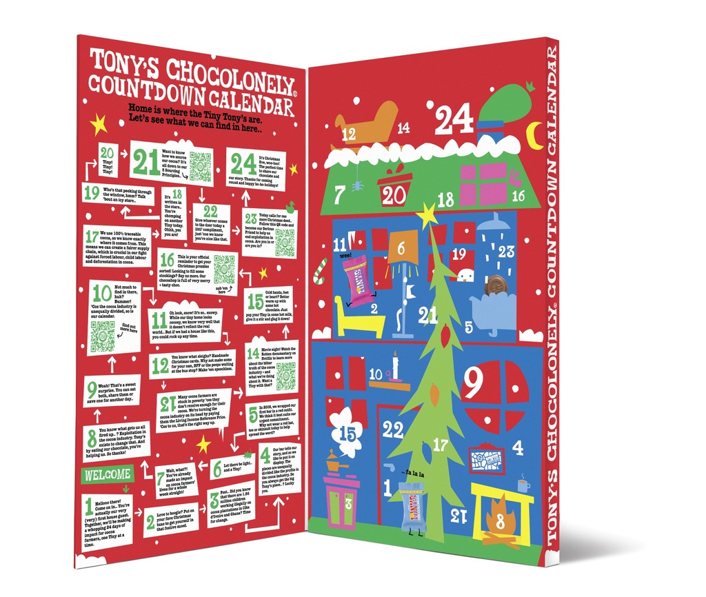 Tonys Chocolonely Chocolate XMAS - Countdown Calendar 225g