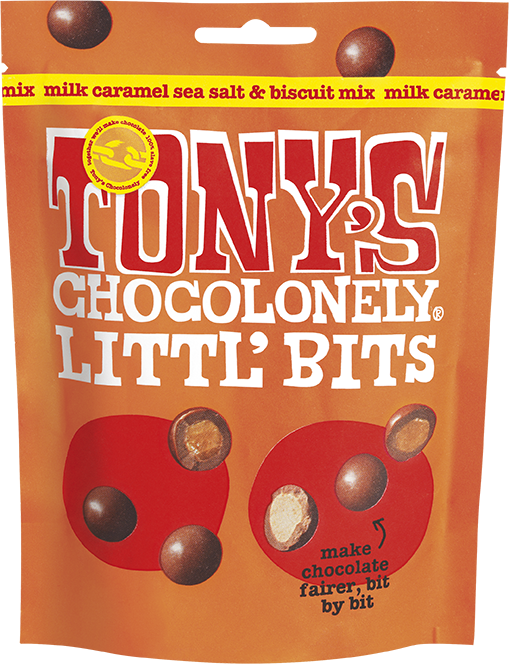 Tonys Chocolonely Littl Bits Mix - Milk Caramel Sea Salt & Biscuit X 8 X 100g