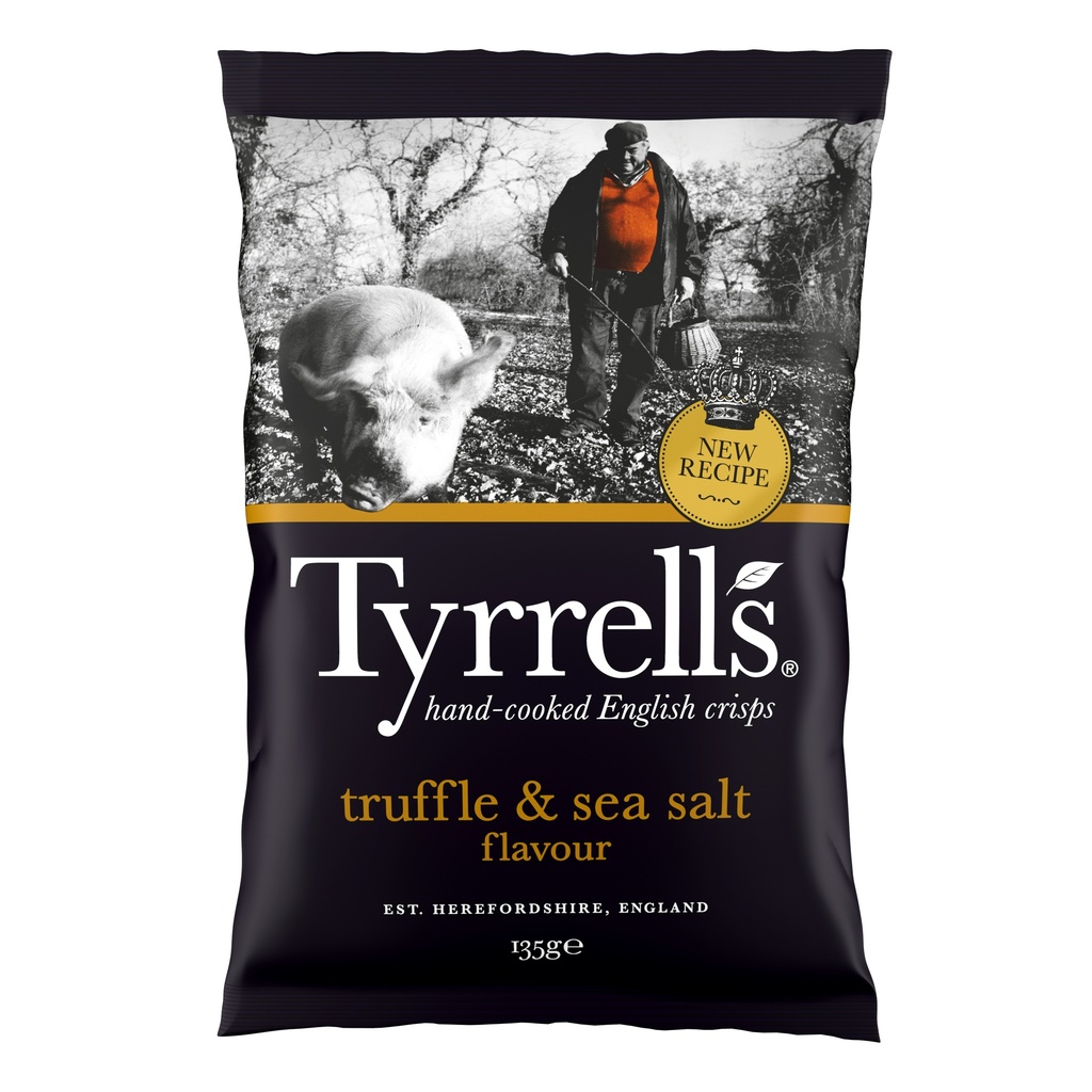 Tyrrells Potato Crisps - Truffle and Sea Salt X 8 X 135g