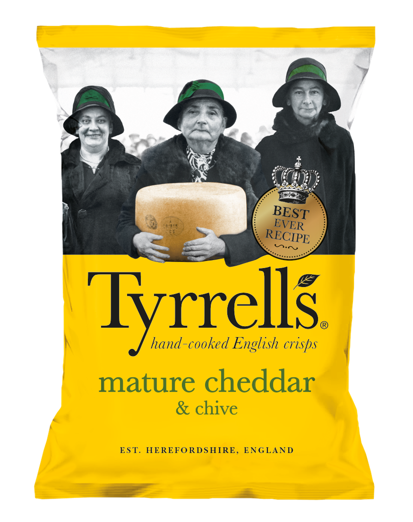 Tyrrells Potato Crisps - Mature Cheddar and Chive X 12 X 150g