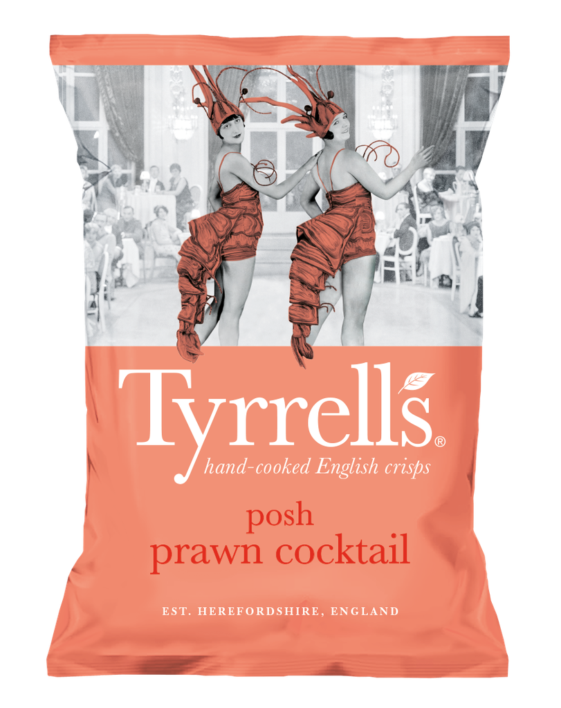 [20% OFF] Tyrrells Potato Crisps - Posh Prawn Cocktail X 8 X 150g
