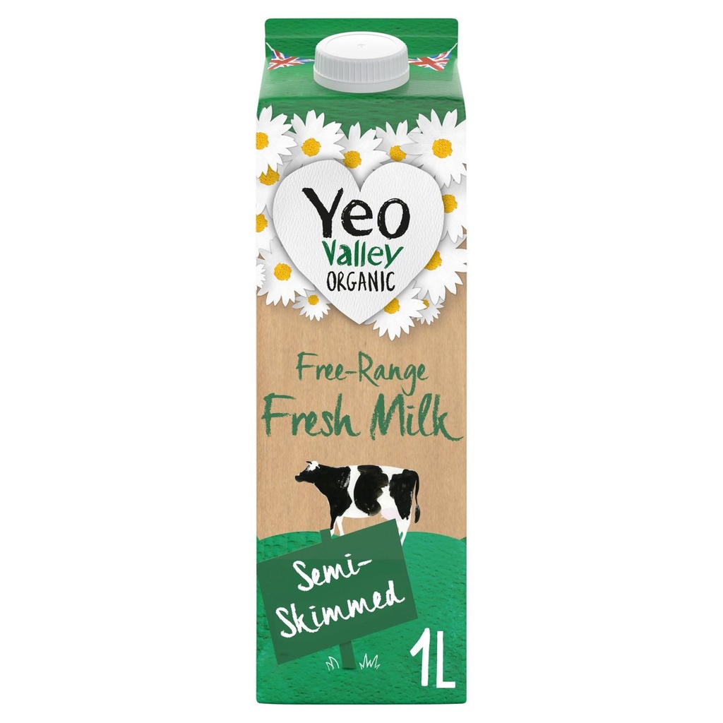 Yeo Valley Organic Milk - Semi Skimmed X 6 X 1L