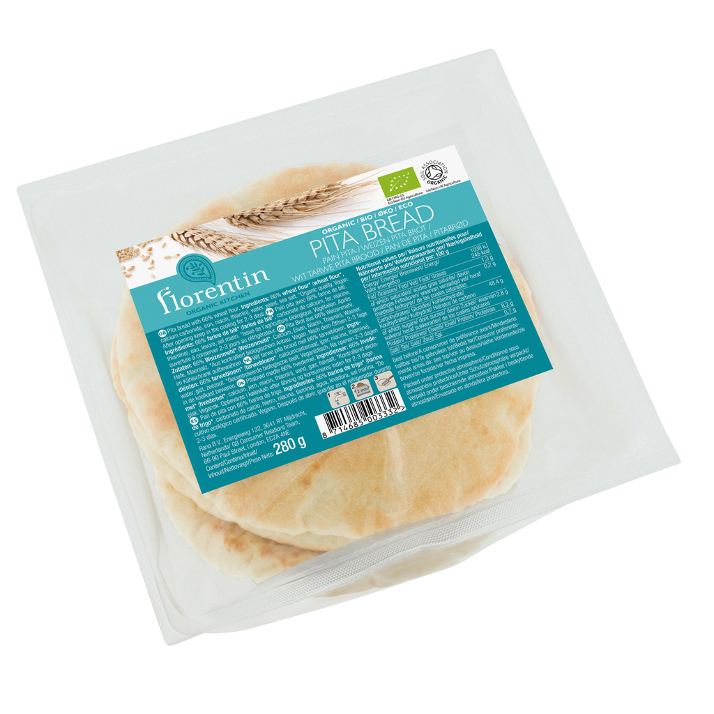 Florentin Organic Pita Bread - SMALL White 4pc 280g