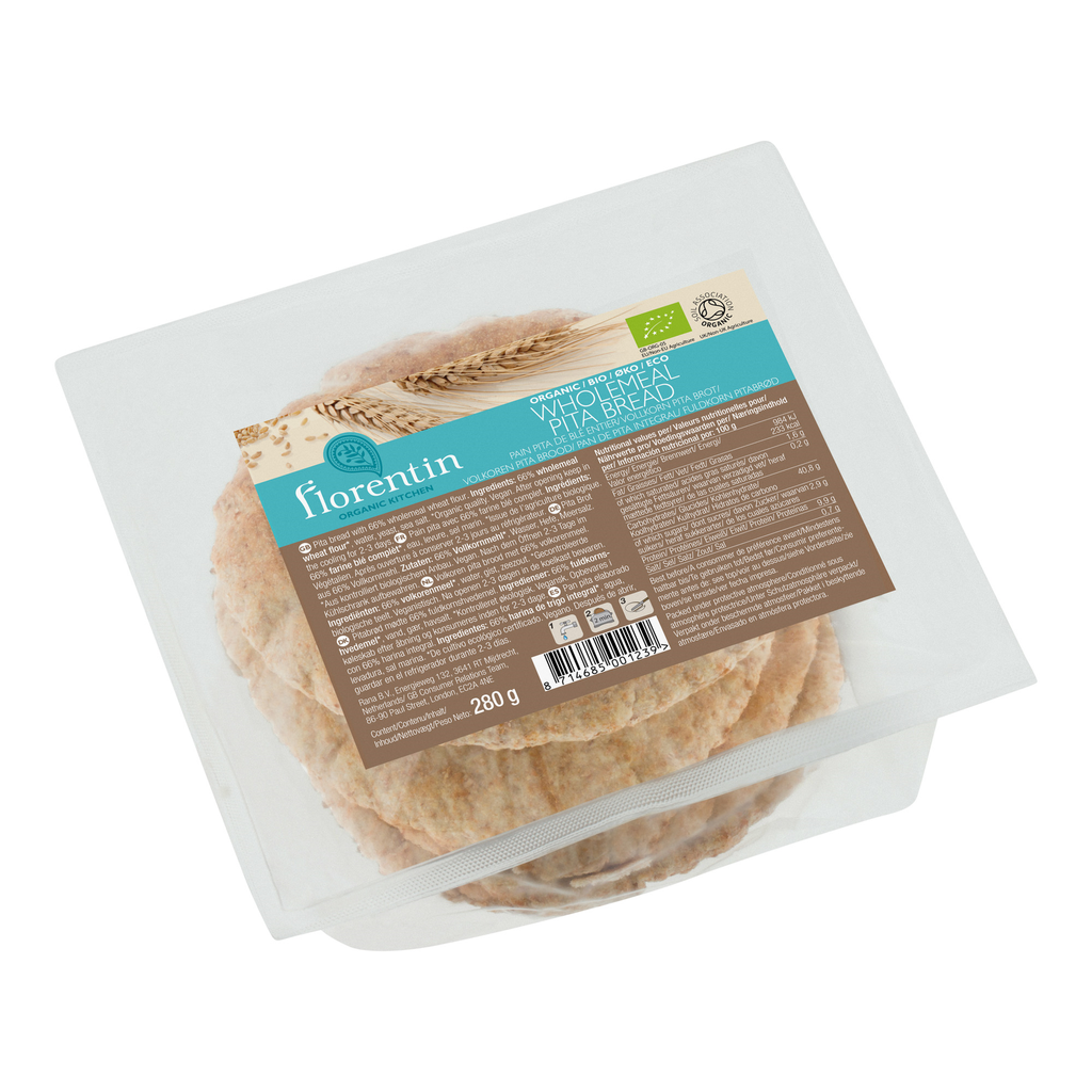 Florentin Organic Pita Bread - SMALL Wholemeal 4pc 280g