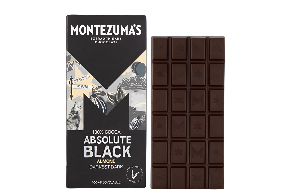 Montezumas Vegan Chocolate Bars - Absolute Black Almond X 12 X 90g
