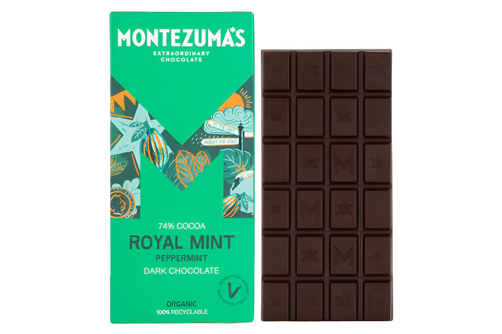 Montezumas Vegan Chocolate Bars - DARK 74% Royal Mint X 12 X 90g