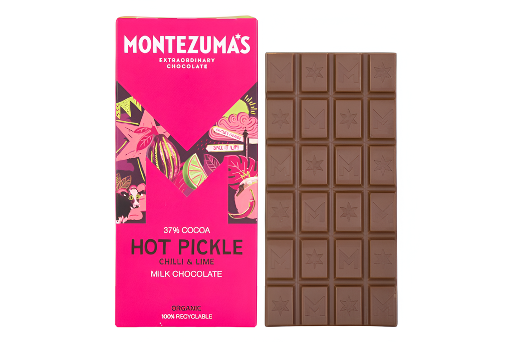 Montezumas Chocolate Bars - MILK 37% Hot Pickle X 12 X 90g