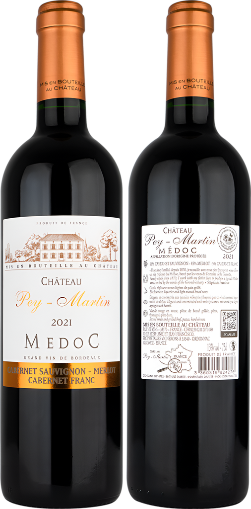 [15% OFF] Chateau Pey Martin Red Wine - Medoc Rogue 2021 13% ABV X 6 X 750ml FRANCE