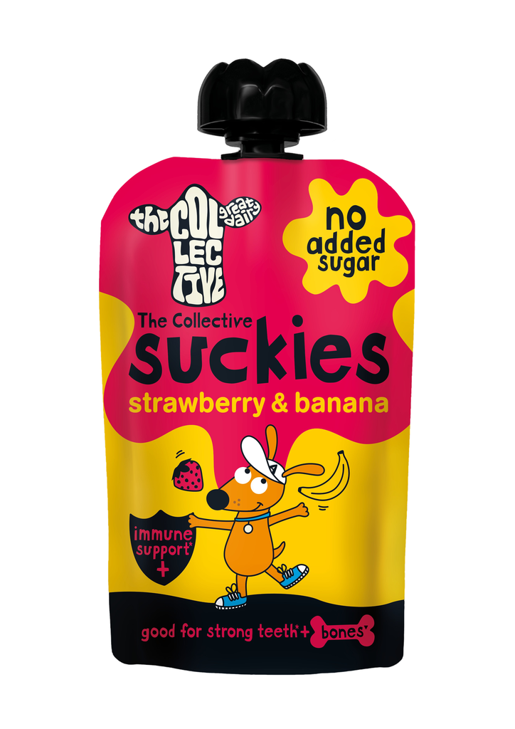 The Collective Suckies Kids Yoghurt Pouches - No Added Sugar Strawberry n Banana X 6 X 90g