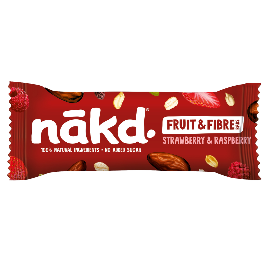 Nakd Fruit and Fibre Bars - Strawberry and Raspberry X 16 X 44g