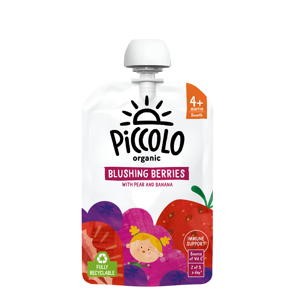 Piccolo Organic Baby Food Stage 1 - Blushing Berries Puree X 5 X 100g