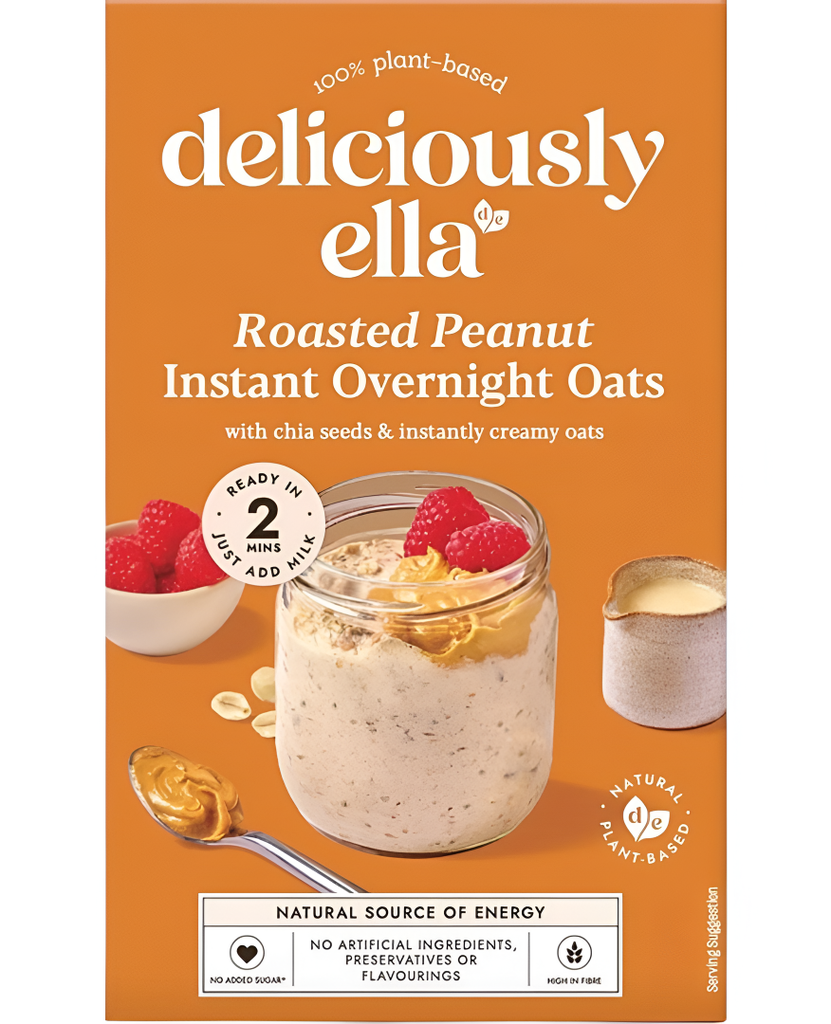 Deliciously Ella Instant Overnight Oats - Peanut Butter X 6 X 380g