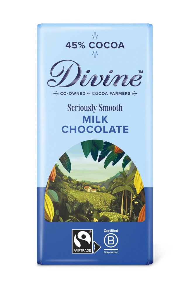 Divine Chocolate Bars - MILK 45% Seriously Smooth X 15 X 90g