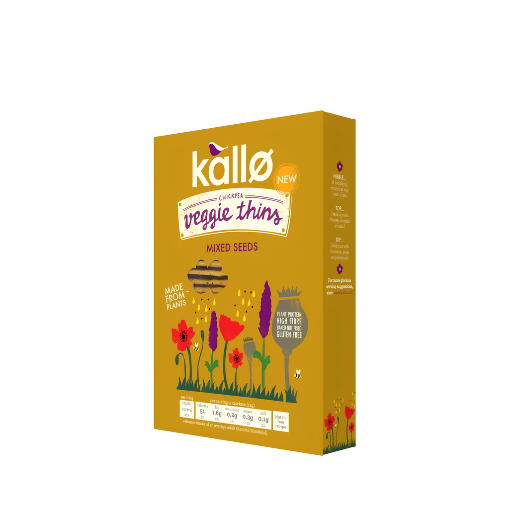 Kallo Vegan Veggie Crackers - GF Mixed Seeds Thins X 12 X 100g