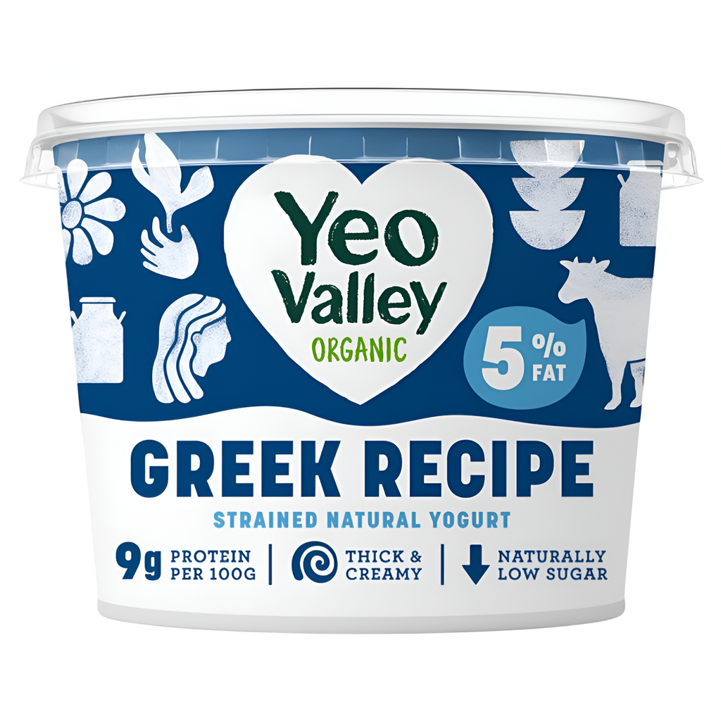 Yeo Valley Organic Greek Yoghurt - STRAINED Natural 5% Fat 450g