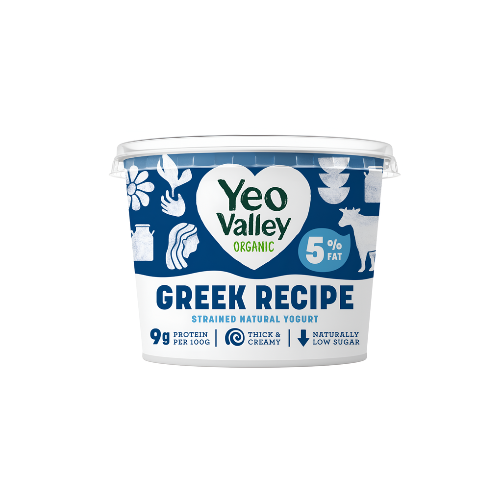 Yeo Valley Organic Greek Yoghurt - STRAINED Natural 5% Fat 450g