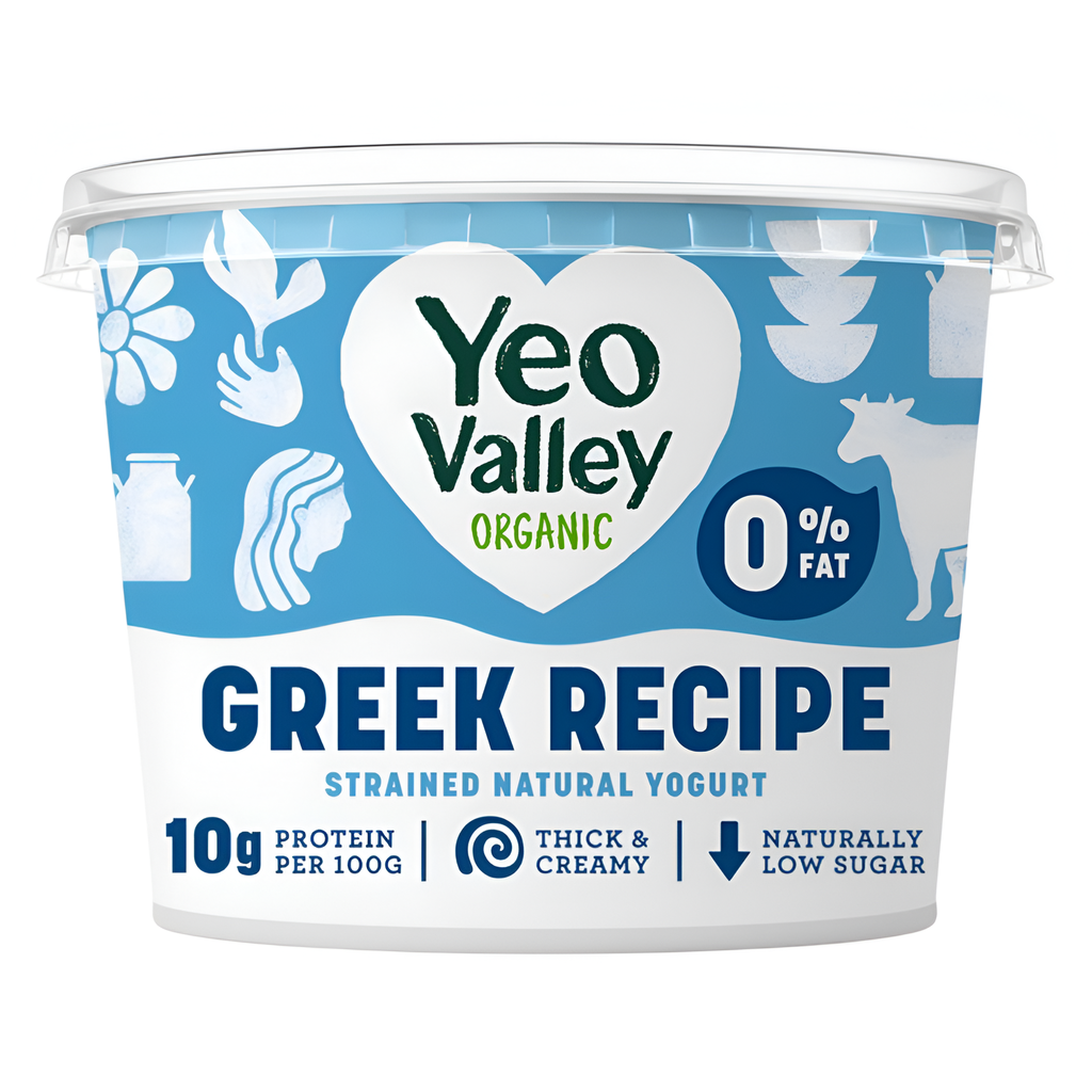 Yeo Valley Organic Greek Yoghurt - STRAINED Natural 0% Fat 450g