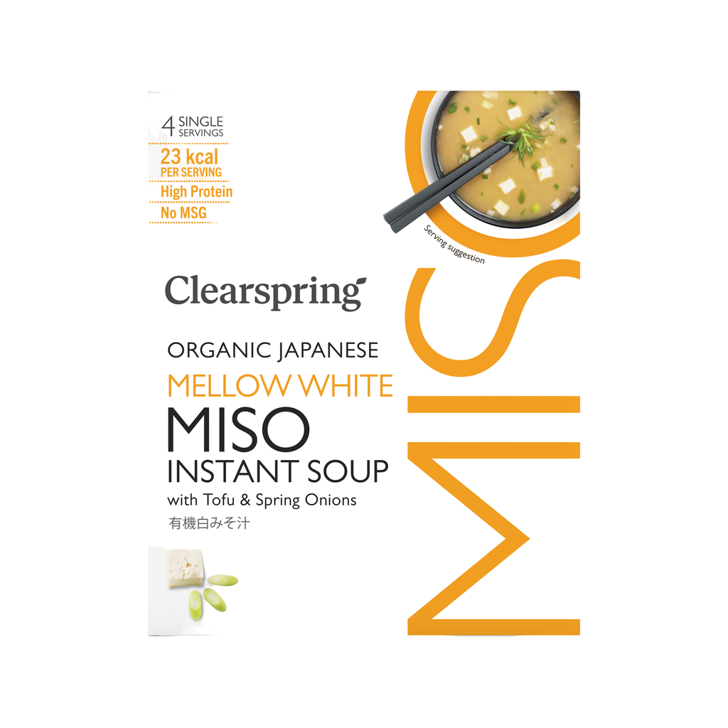 Clearspring Organic Instant Miso Soup - Mellow White with Tofu & Spring Onions MSS0104.032A X 8 X 4 X 8g