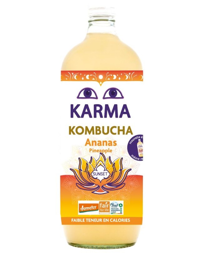 Karma Kombucha Organic - LARGE BOTTLE Sunset Pineapple X 6 X 1L