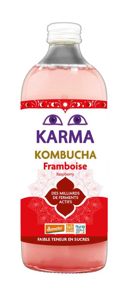Karma Kombucha Organic - LARGE BOTTLE Raspberry X 6 X 1L