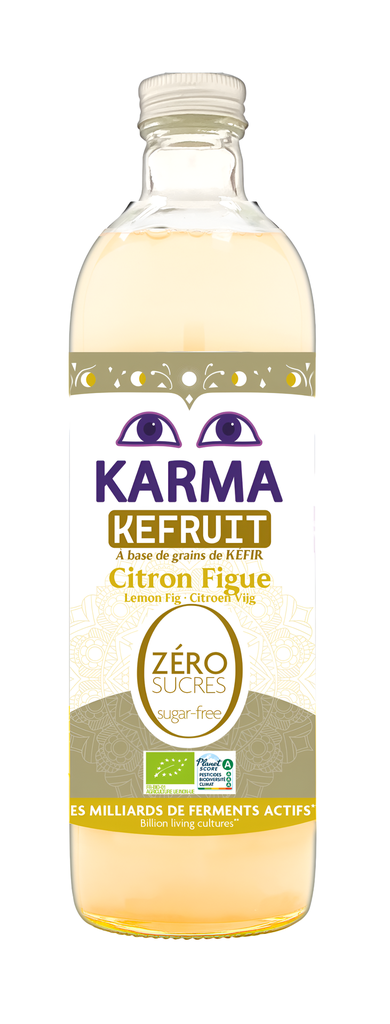 Karma Kefruit Water Kefir - LARGE BOTTLE Fig and Lemon X 6 X 750ml