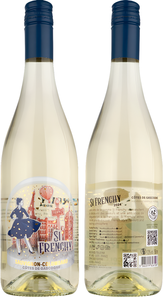Si Frenchy White Wine - Sauvignon Colombard Gascogne 2024 12% ABV X 6 X 750ml FRANCE