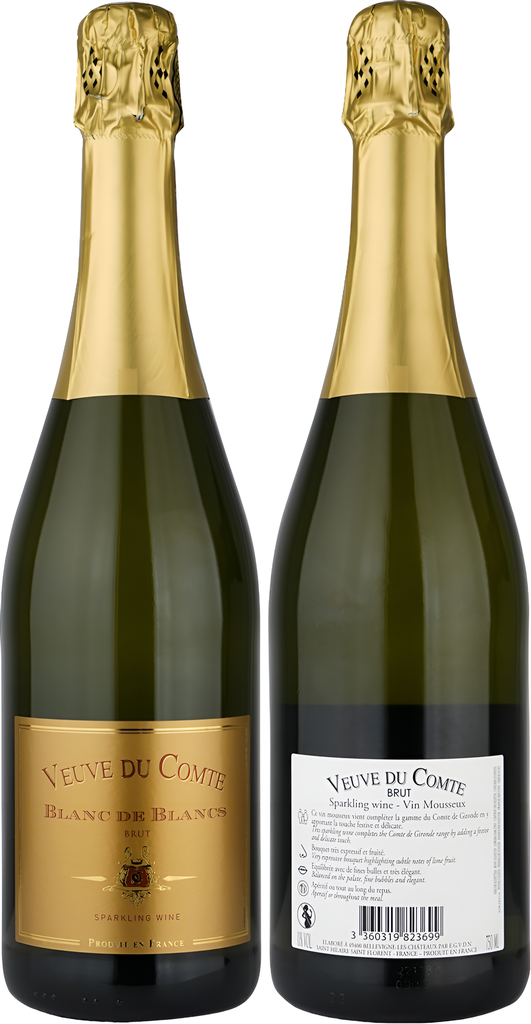 Veuve Du Comte Sparkling Wine - Blanc De Blancs Brut Chardonnay Bourgogne 11% ABV X 6 X 750ml FRANCE