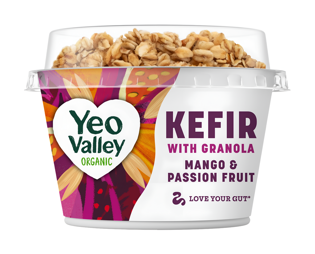 Yeo Valley Organic Kefir Yoghurt - Mango & Passion Fruit with Granola 180g