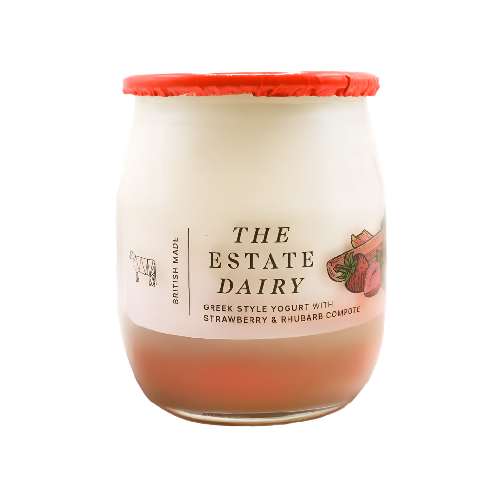 [PRE ORDER] The Estate Dairy Greek Style Yoghurt - Natural With Strawberry And Rhubarb 125g