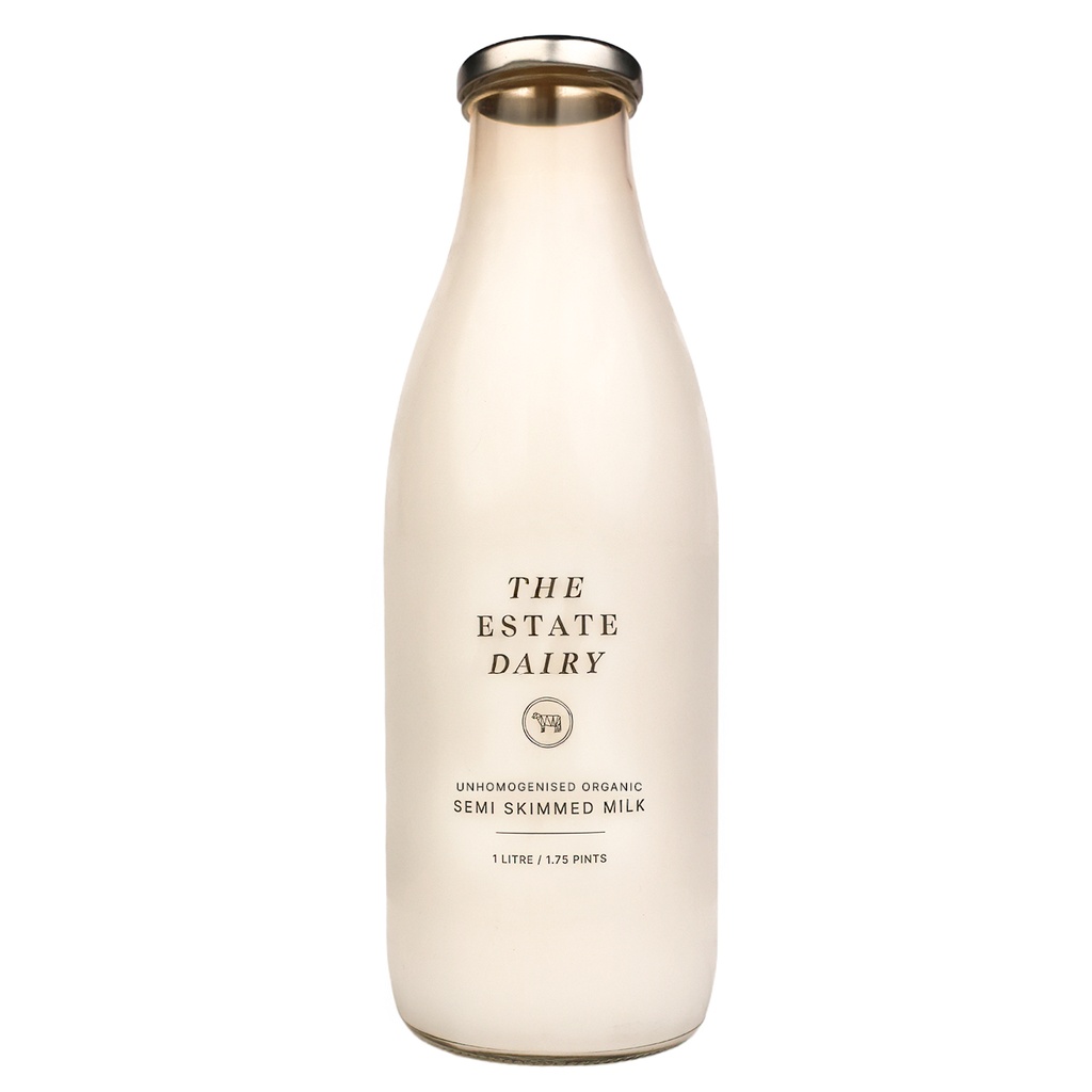 The Estate Dairy Unhomogenised Organic Milk -  Semi Skimmed X 6 X 1L