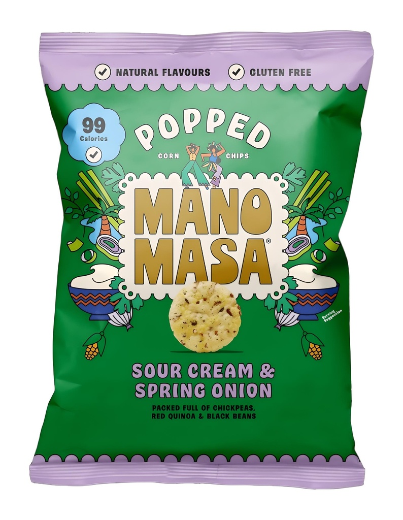 Manomasa Popped Tortilla Chips - Sour Cream And Spring Onion X 8 X 80g