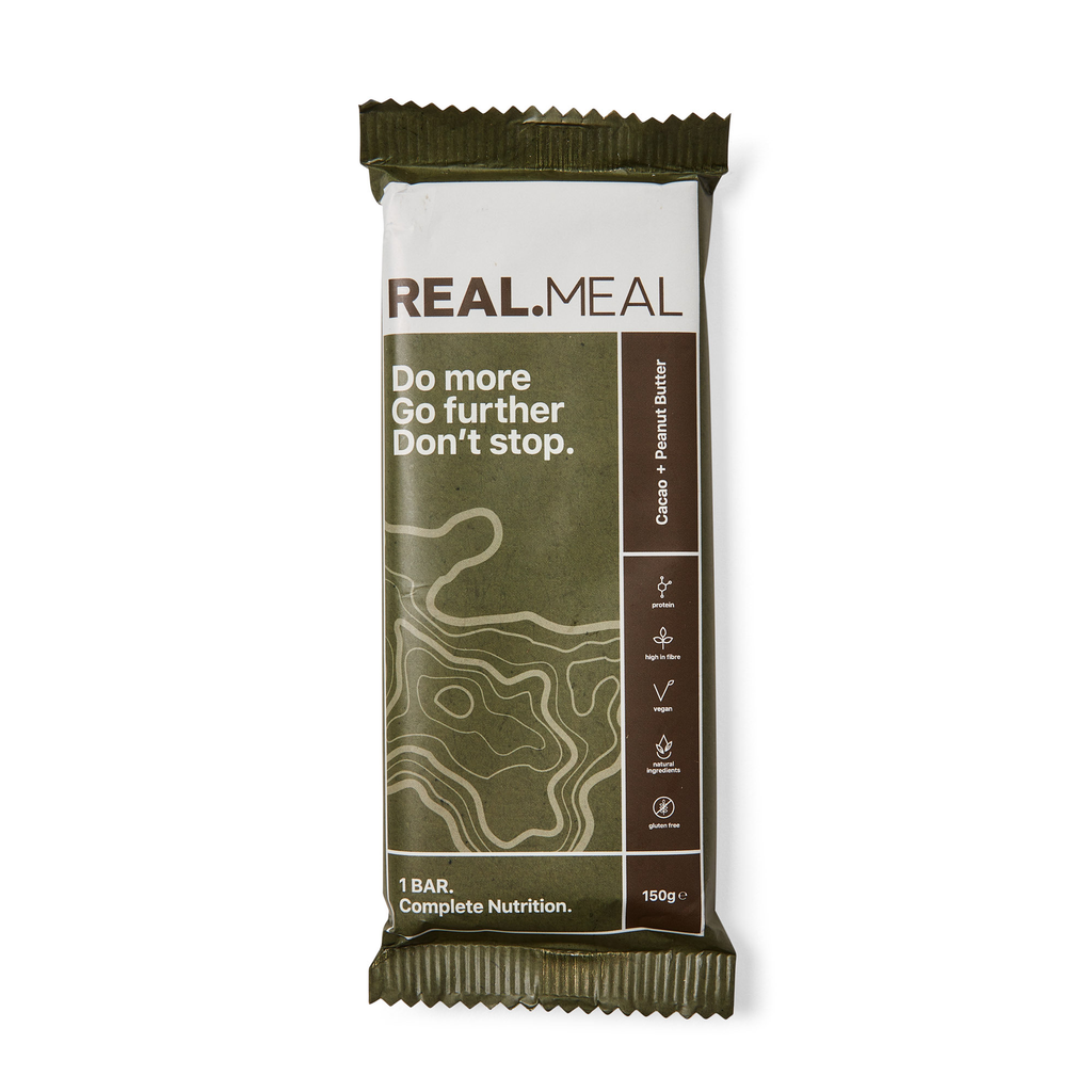 Real Meal Vegan Meal Replacement Bars - Cacao and Peanut Butter X 10 X 150g