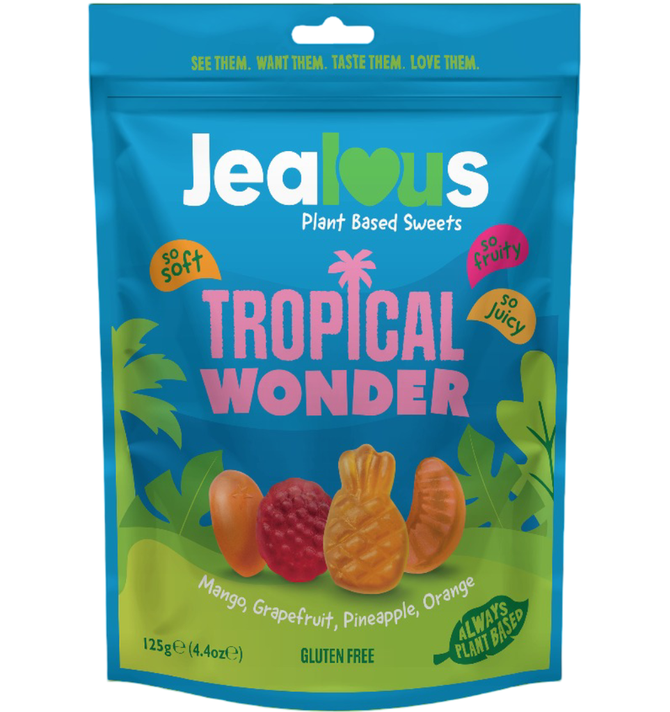 Jealous Sweets Plant Based Gummies - LARGE Tropical Wonder X 10 X 125g