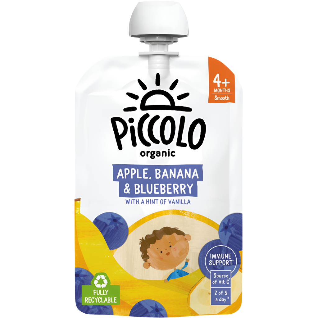 Piccolo Organic Baby Food Stage 1 - Apple, Banana and Blueberry X 5 X 100g