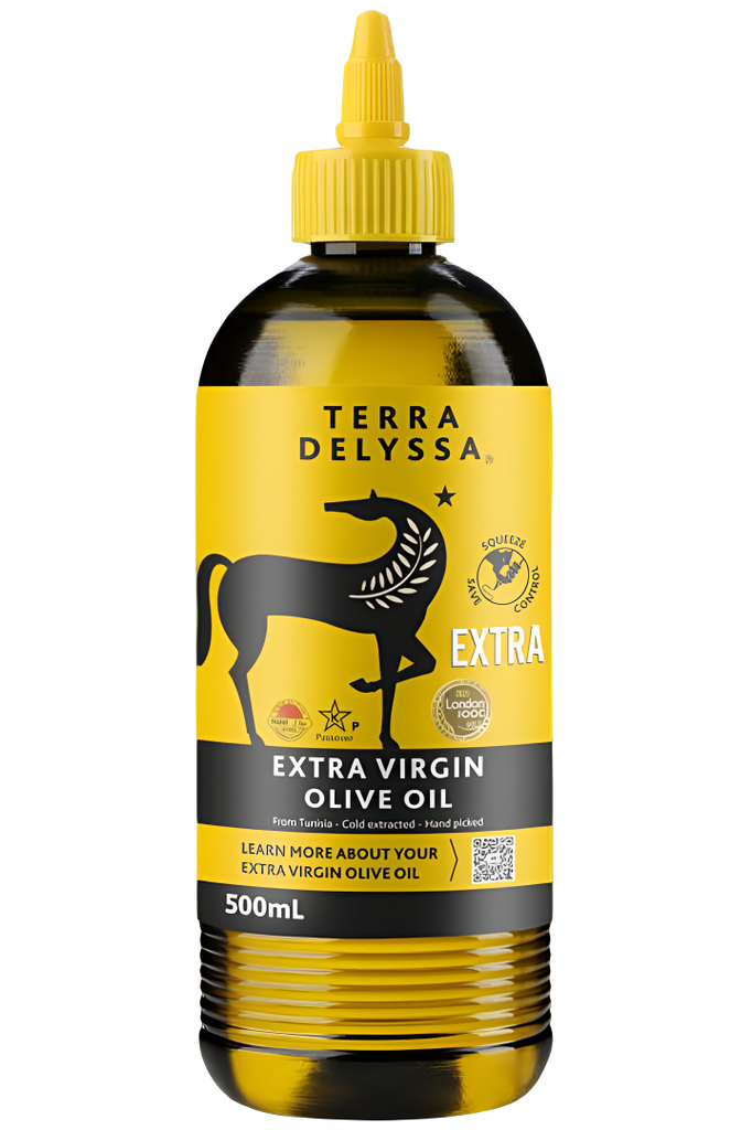 Terra Delyssa Olive Oil - MEDIUM BOTTLE Squeezy Extra Virgin X 6 X 500ml