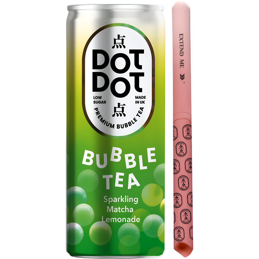 [15% OFF] Dot Dot Low Sugar Bubble Tea - CAN Sparkling Matcha Lemonade X 12 X 250ml