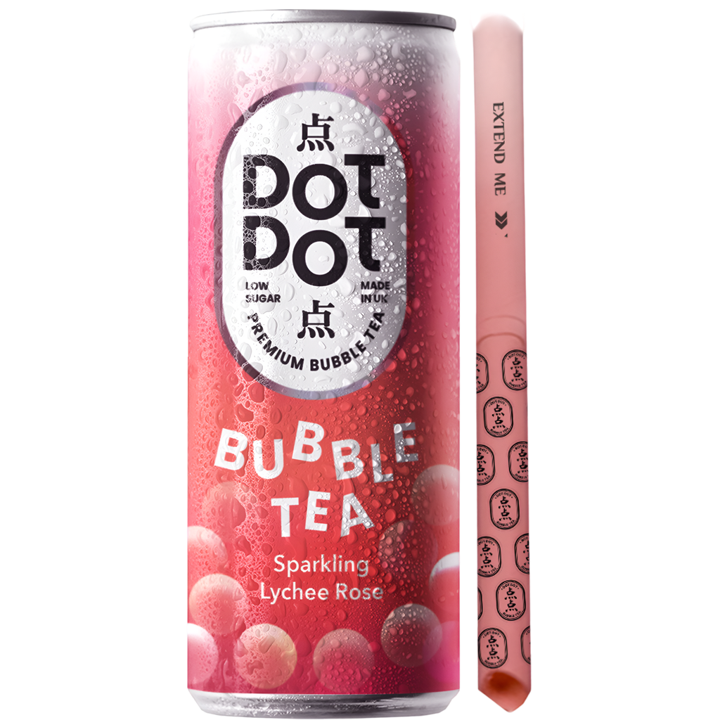 Dot Dot Low Sugar Bubble Tea - CAN Sparkling Lychee Rose X 12 X 250ml