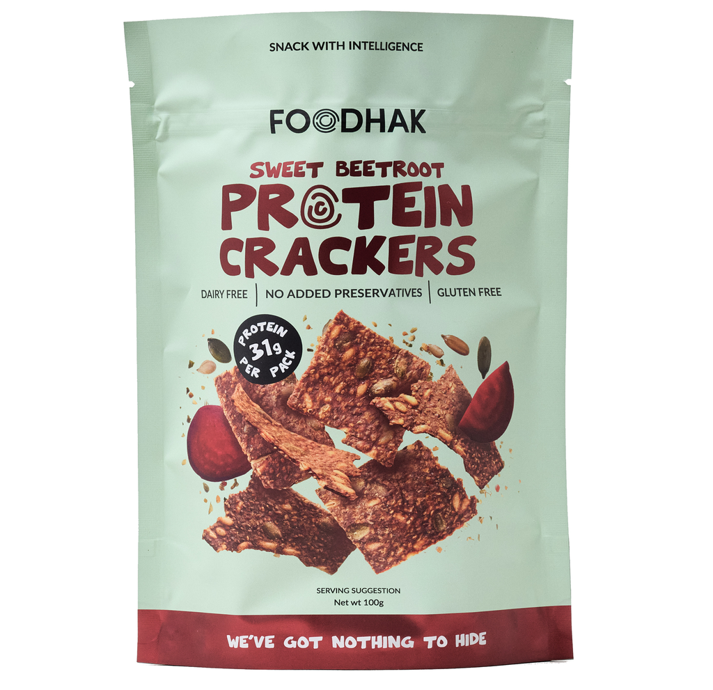 Foodhak Gluten Free Protein Crackers - Sweet Beetroot X 16 X 100g