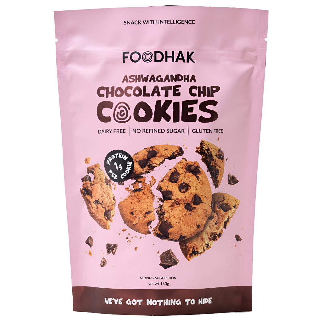 Foodhak Gluten Free Cookies - Ashwagandha Chocolate Chips X 16 X 160g