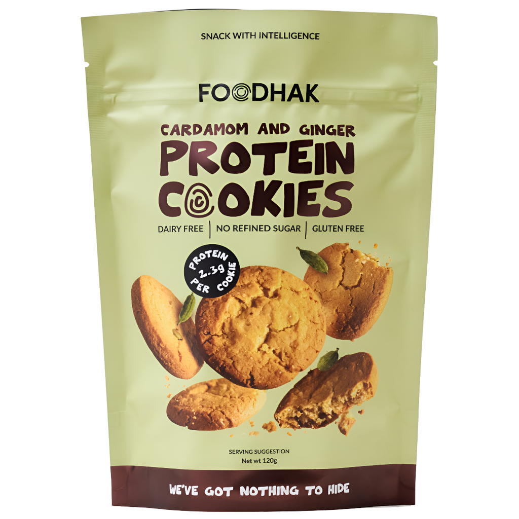 Foodhak Gluten Free Cookies - Protein Cardamom and Ginger X 16 X 120g