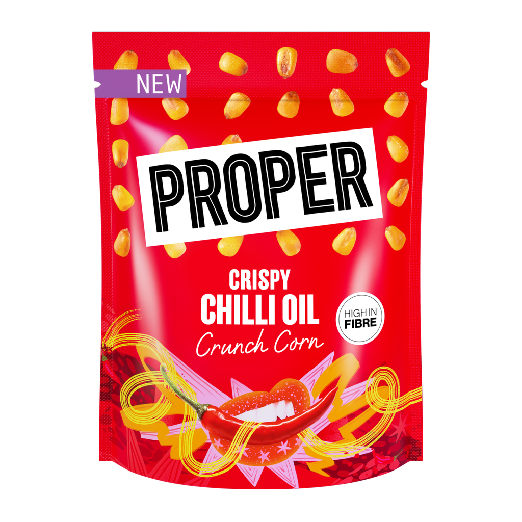 Proper Crunchy Corn Snack - Crispy Chilli Oil X 8 X 125g