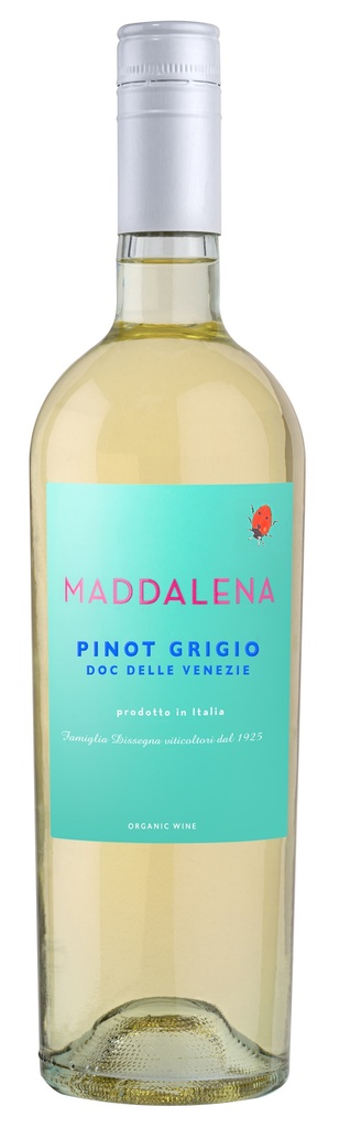 Maddalena Organic White Wine - Pinot Grigio DOC Delle Venezie 2025 12.5% ABV ITALY X 6 X 750ml