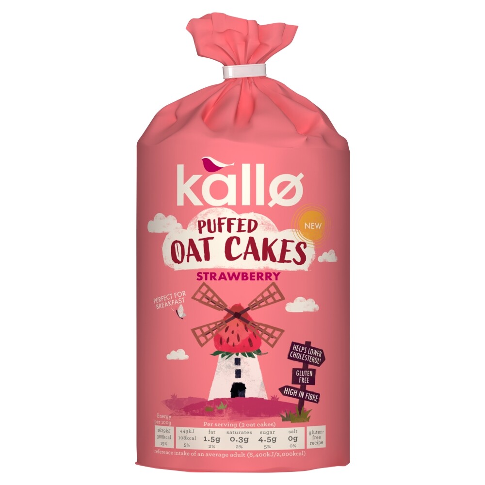 Kallo Puffed Oat Cakes - Strawberry X 6 X 122g