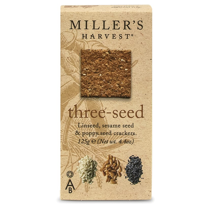 Millers Harvest Crackers - Three Seed X 6 X 125g